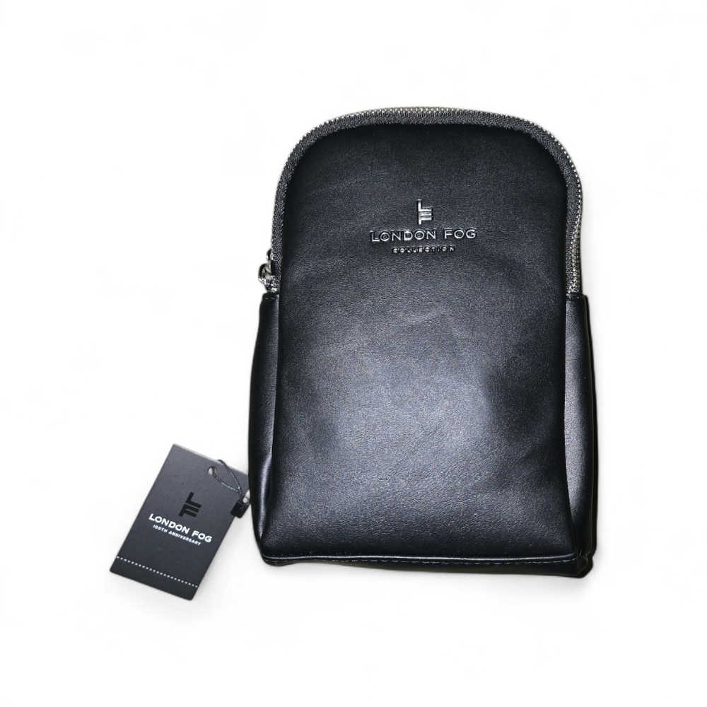 London Fog Janice Double Compartment Slingbag, Black, NWT!!